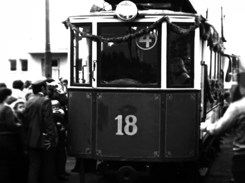 Slavnostní zahájení provozu tramvajové trati na Košutku 1. 9. 1980